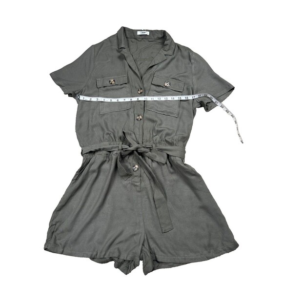 CI SONO Los Angeles Women's Safari Romper Large Olive Green Collared Pockets NWT - Picture 2 of 9